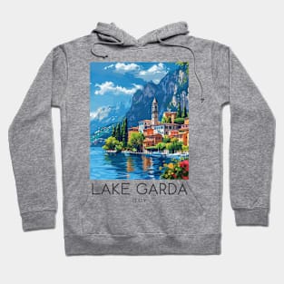 A Pop Art Travel Print of Lake Garda - Italy Hoodie